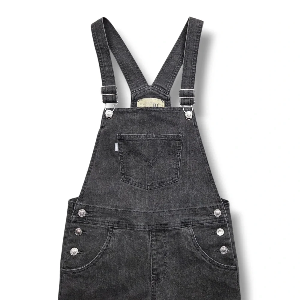 Levis SilverTab Baggy Denim Overalls Girls 14 Charcoal Gray Jumper Crop Mid Rise